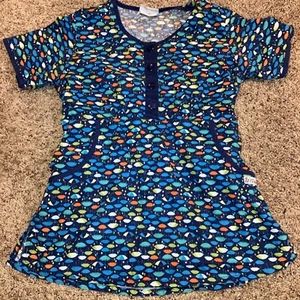 Nursing Sized Small Scrub Uniform Top. Umbrella’s Design - Picture 1 of 4
