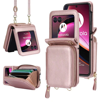 Funda tipo billetera de cuero abatible con tarjetero para Motorola Razr Plus 2025 2024 2023 Foto 1 de 4