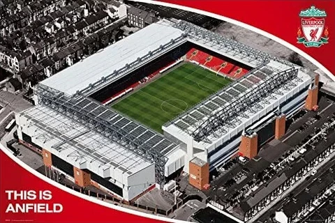Liverpool FC THIS IS ANFIELD EPL Soccer Stadium Aerial View 24x36 Wall POSTER Cover