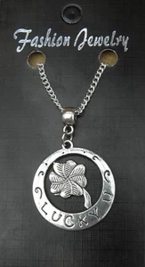 4 Leaf Clover Pendant Necklace 18" or 24 Inch Chain Lucky Charm - Picture 1 of 4