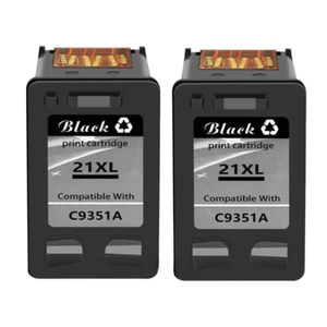 2PK BK Ink For HP 21XL 21 DeskJet 3747 3920 3940 D1420 D1530 D2400 F2200 PSC1400 - Picture 1 of 1