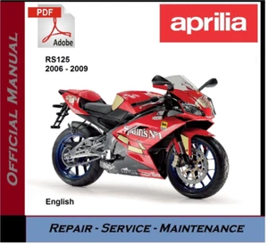 Aprilia RS125 2006 2007 2008 2009 RS 125 Werkstatt Service Reparatur Handbuch auf USB - Bild 1 von 1