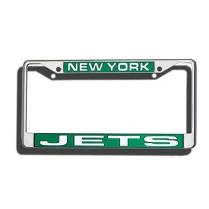 NFL New York Jets White in Green Laser Cut Chrome License Plate Frame - Picture 1 of 1