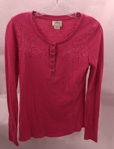 Ariat Shirt Women's Size: M Pink Cotton Long Sleeves with Cut Out Design Wings - Picture 1 of 5