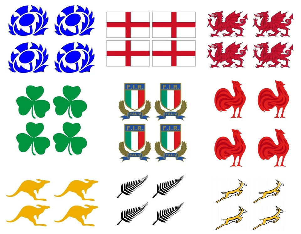 TEMPITAT.COM 4 Face Temporary Tattoos for country flag six nations,rugby, football,cricket