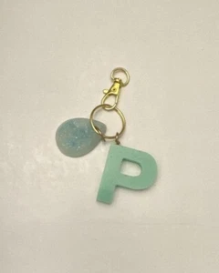 Initial Letter Keychain, Cute Sparkling Teardrop Keyring Letter P, Resin - Picture 1 of 1