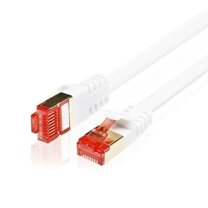 JuicEBitz® Biały CAT7 PŁASKI Kabel RJ45 Ethernet Slim LAN Sieć Patch Lead LOT - Zdjęcie 1 z 9