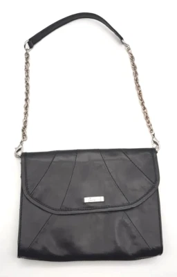 Grace Adele Clutch Purse Removable Chain Shoulder Strap Black Leather Magnetic  - Image 1 of 4