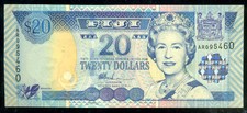 FIJI  -  20  DOLLARS ND  (2002)   -  P  107  Prefix AR   Uncirculated