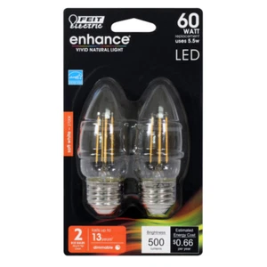 FEIT Electric Enhance 55 watts B10 Filament LED Light Bulb 500 lumens Soft White - Picture 1 of 1