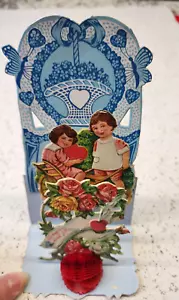 Antique Valentine Card Stand Up Fold Out Honeycomb Die Cut Germany 1932 - Picture 1 of 6