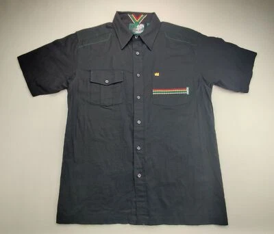 Mecca Men's Medium Black Multi-Color Pocket Button Down Short Sleeve Shirt - Image 1 of 4