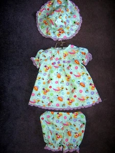 Polka Dot Bugs Handmade Cotton Dress, Hat & Panty Size Infant Large 21-24 lbs - Picture 1 of 12