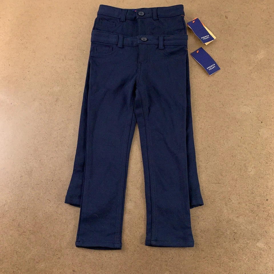 Pantalón ajustado French Toast para niñas talla 6 azul marino tejido 5 bolsillos paquete de 2 SK9502 NUEVO CON ETIQUETAS Foto 1 de 4