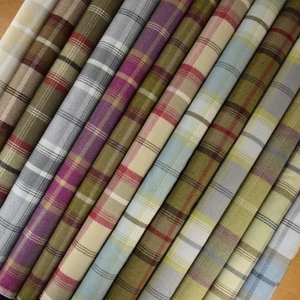 Porter + Stone Wool Effect Balmoral Tartan Plaid Curtain Upholstery Fabric - Picture 1 of 43