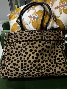 Moschino Spotted Vintage Pony Hair Leather Purse Weekend Bag Large Rare Redwall - Picture 1 of 12