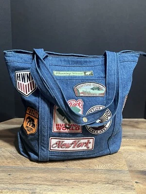 Bolso de Mano HUNTING WORLD Azul Denim/Parches Foto 1 de 4