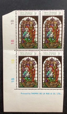 NZ 1970 3c Christmas  plate block 1B1B1B1B  MUH  (A82) - Image 1 of 2