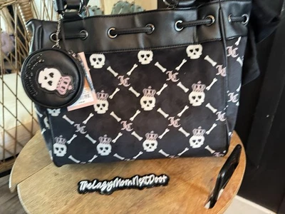 BOLSO DE MANO JUICY COUTURE HAUNTED COUTURE NEGRO TERCIOPELO CALAVERA SOÑADOR VIRAL Y DIFÍCIL DE ENCONTRAR Foto 1 de 3