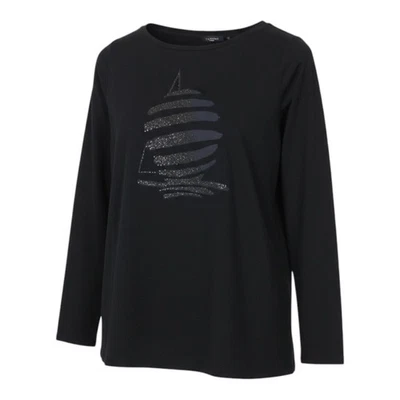 Camiseta para mujer MARINA YACHTING L negra cuello redondo jersey estrás pulóver * Foto 1 de 4