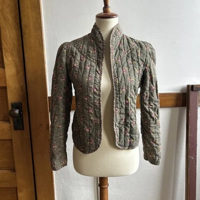 Chaqueta corta acolchada vintage años 70 Cleveland Street New York verde floral talla S 9 Foto 1 de 4