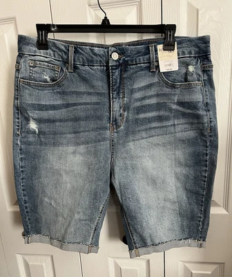 Pantalones cortos de mezclilla Terra & Sky para mujer talla grande 18W con puños nuevos con etiquetas Foto 1 de 4