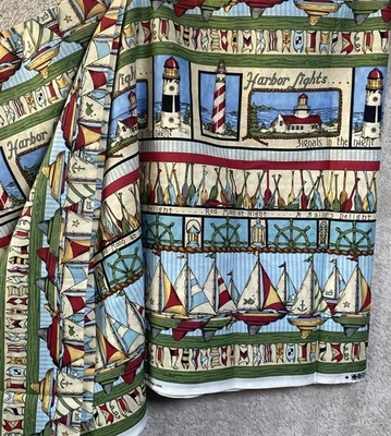 Leslie Beck Fabric 4 Yards Cotton USA Nautical Sailboats LIghthouses Cranston - Image 1 of 4
