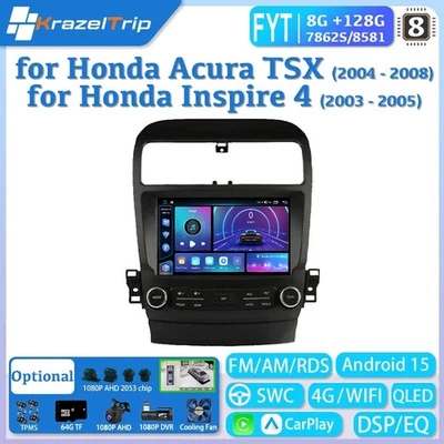 8 Core Car Radio for Honda Acura TSX 2004 - 2008 Inspire 4 2003 - 2005 WIFI DSP - Image 1 of 4