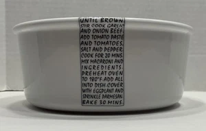 Studio Nova Fine China 8.5” White Round Baking Dish “Just Add” Print In Black - Picture 1 of 10