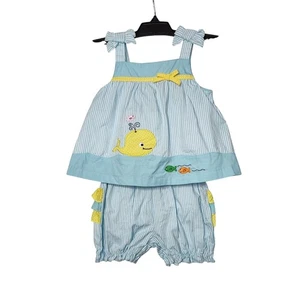 Wal Fische Schleifen und Rüschen Toffee Apfel Mädchen 2-teiliges Spielset Größe 18 Monate - Bild 1 von 3