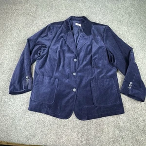 Denim & Co Velvet Blazer Jacket Women 2X Navy Preppy Retro Y2K Holiday Academia - Picture 1 of 12