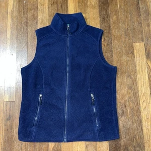 LL Bean Sweater Fleece Vest Full Zip Size Small Slightly Fitted Blue Polartec - Picture 1 of 8