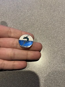 Vntg I Like Swimmers Pin Shark Captain Hat Ocean Lapel Tie Tack Brooch Metal Sea - Picture 1 of 2