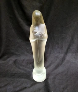 Royal Leerdam Stef Uiterwaal Art Deco Glass Madonna & Child Sculpture Vintage  - Picture 1 of 8