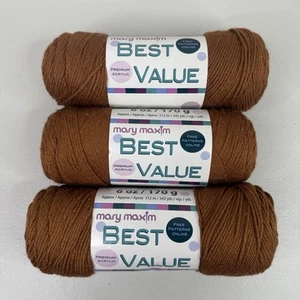 Mary Maxim Best Value Yarn Ginger 15009 Lot of 3 Medium Acrylic 6oz 170g 342 yds - Picture 1 of 7