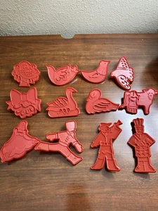 CHILTON 1978 Twelve Days of Christmas Cookie Cutters Complete Set LOT RED EUC - Picture 1 of 9