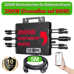 2000W Wechselrichter Balkonkraftwerk , (Drosselbar auf 800W), MPPT Integrierter - Bild 1 von 23