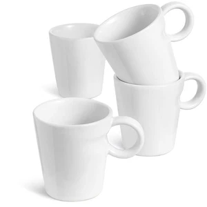 Paquete de 4 tazas de café espresso pequeñas apilables de cerámica de 5 oz porcelana blanca - Imagen 1 de 5