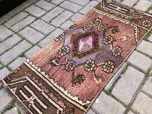 VINTAGE TRIBAL HANDGEKNÜPFT OUSHAK WOLLE HANDGEFERTIGT TÜRKISCH BAD TÜRMATTE TEPPICH - Bild 1 von 9