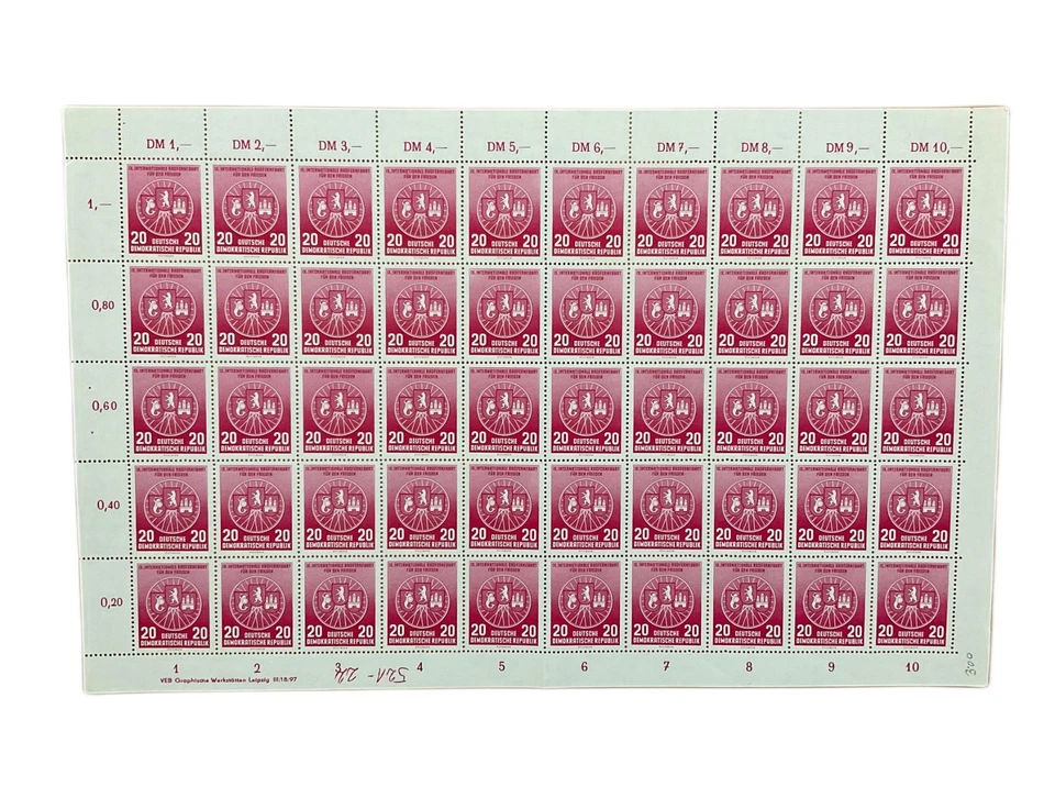 SA39g Germany DDR 1956 The Peace Event Warsaw-Berlin-Prague full sheet. - Image 1 of 1