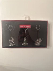 ST NICHOLAS SQUARE SET OF 3 REINDEER, TREE & SLEIGH PHOTO HOLDER SET NEW IN BOX - Picture 1 of 6