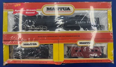 3 piezas Mantua HO Syncro Steam Sound Santa Fe Loco & Tender con Caboose y coche de carga Foto 1 de 4