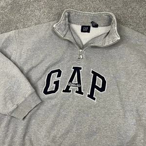 Felpa sportiva vintage Y2K GAP uomo XL grigia 1/4 zip pullover USA anni 90 pesante - Foto 1 di 9