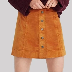 Madewell Velveteen A-Line Mini Skirt: Button-Front Edition Size 2 - Picture 1 of 11