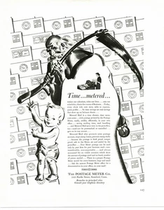 1939 Postage Meter Co. Father Time and Baby New Year Vintage Print Ad - Picture 1 of 1