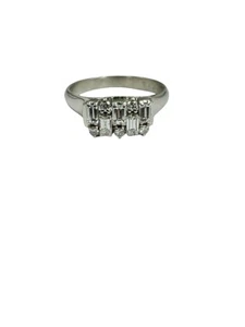 Estate 0.55 ctw Genuine VS Round & Baguette Diamonds Abstract Band Ring Platinum - Picture 1 of 6