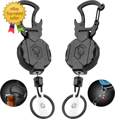 Paquete de 2 Llaveros Retráctiles Mosquetón de Alta Resistencia Porta Insignia con Cierre Magnético Foto 1 de 4