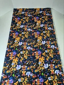 Stoff abstrakt Blumenmuster mehrfarbig auf schwarz 100 % Baumwolle 44 Zoll breit von der halben Yard - Bild 1 von 4