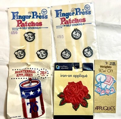 Vintage New Finger Press Patches Elephant Donkey Bicentennial Patriotic Appliqué - Image 1 of 4