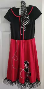 Girls Size Large 50's Grease Sock Hop Sweetheart Poodle Dress Black & Red - Picture 1 of 13